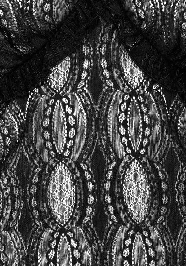 Hell Bunny Gothic Striped Black Lace Women's Top - Rhea Style