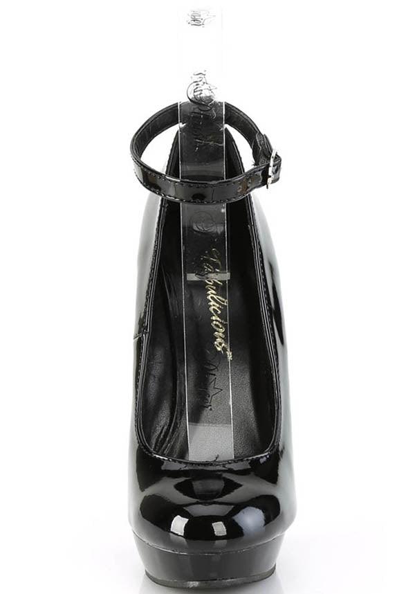 Black Patent Leather Platform Ankle Strap Pump Heels - Preorder Exclusive from Pleaser