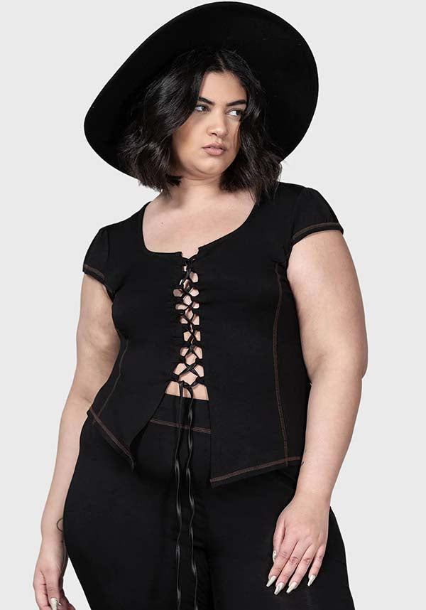 Soft and Stretch Midsummer Maypole Top with Tie Front Detail