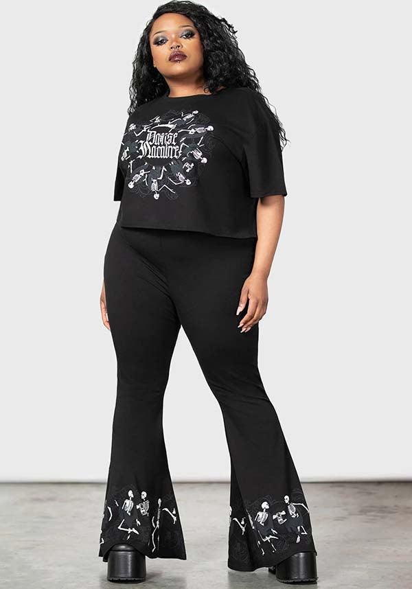 La Danse Flared Cotton Pants with Skeleton Print