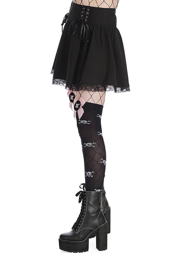 Stylish Black Sakura Corset Lace-Up Skirt for Goth Cuties