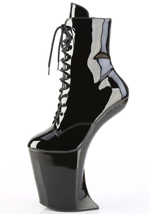 BEWITCHED-1020 Black Patent Platform Ankle Boots [Preorder Special Offer]