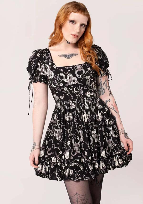 Hell Bunny Cosmic Star Sign Soft Viscose Mini Dress