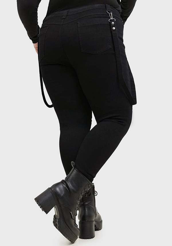 Baphster Branded Stretchable Cotton Jeans with Gloss Print and Detachable Straps