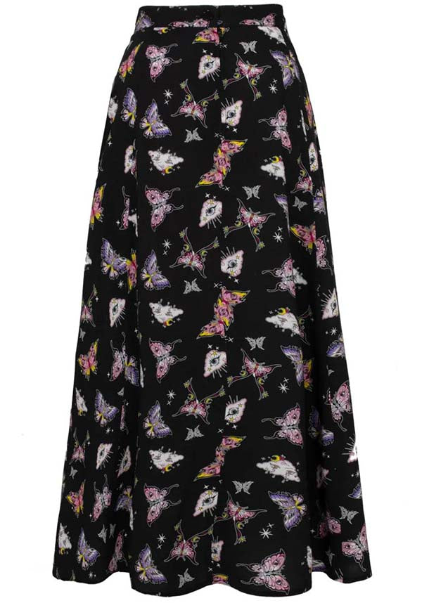 Hell Bunny Kocho Long Midi Printed Viscose Skirt