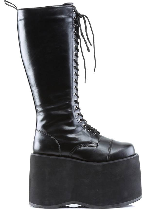 Demonia MEGA - 602 Black Knee - High Platform Boots for Goth Punk Cyber Style (Pre - Order)