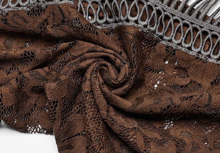 Brown Bohemian Eclipse Mesh Flare Pants with Tassels | FLARES*