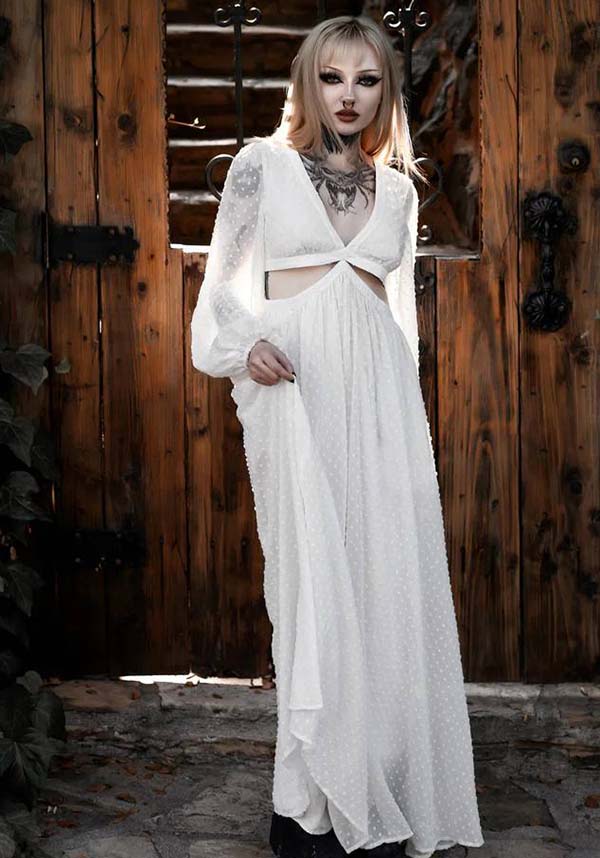 Ethereal Moonrise White Evening Dress by Lively Ghosts
