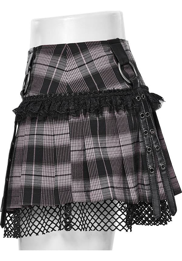 Quinn Baby Pink and Black Tartan Mini Skirt for Women - A Playful Fashion Statement