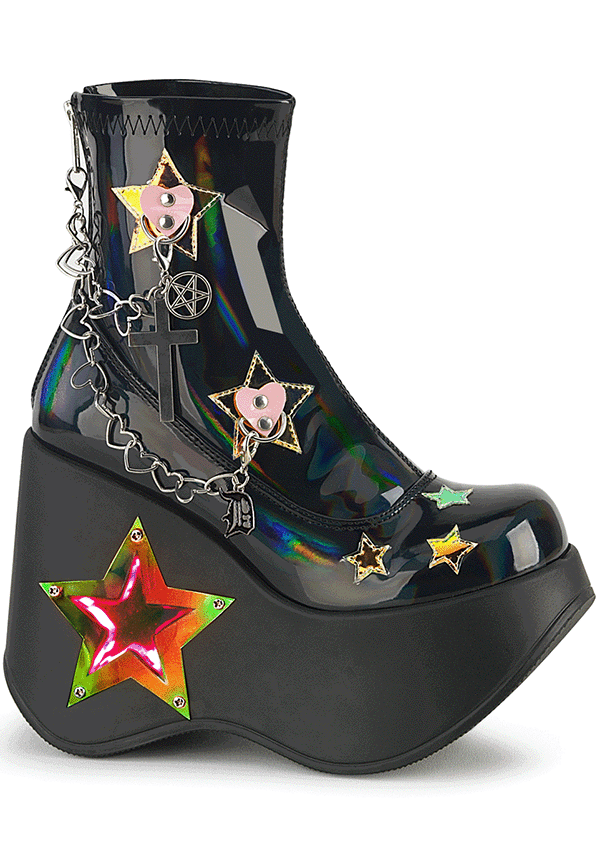 PREORDER: Black Patent BLAZE-108 Platform Boots with LED Lights