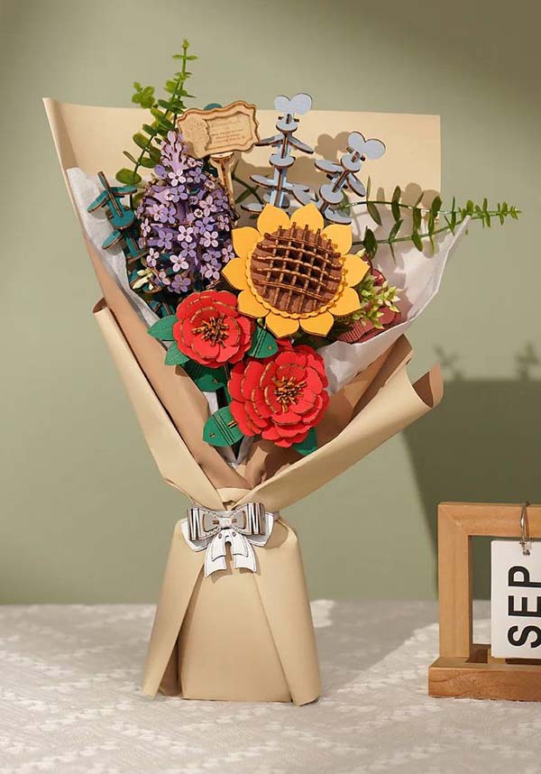 Rolife Preservable 3D Wooden Flower Bouquet Puzzle for Home Decoration
