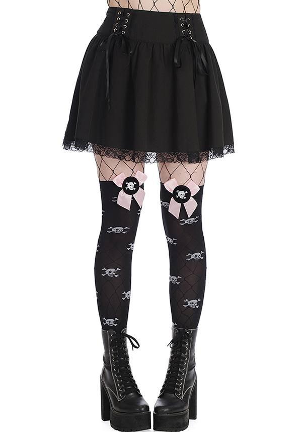 Stylish Black Sakura Corset Lace-Up Skirt for Goth Cuties