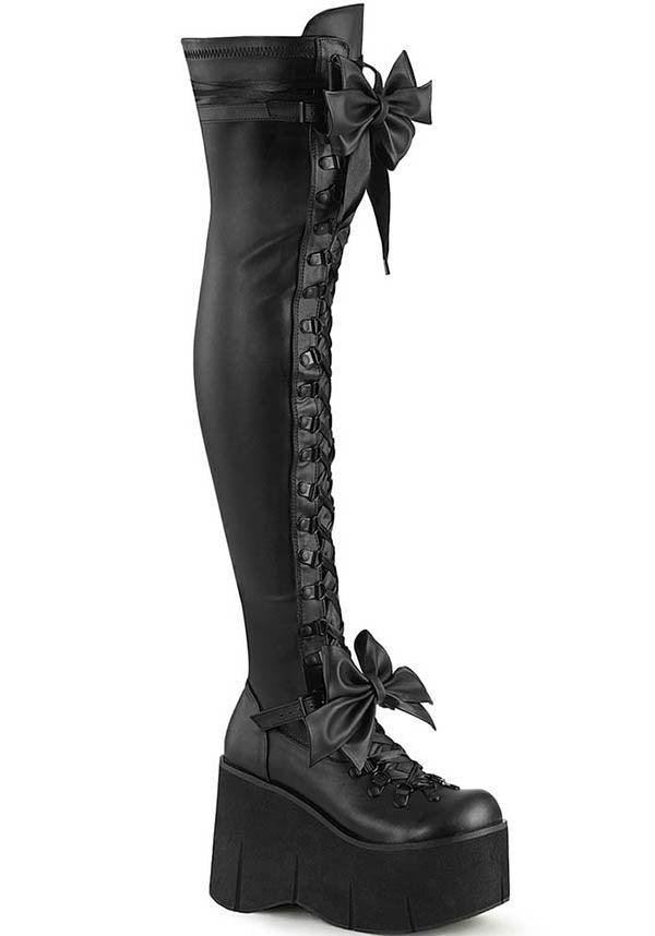 PREORDER: Matte Black KERA-303 Platform Thigh High Boots