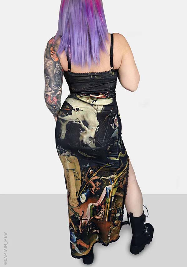 Earthly Delights Adjustable Straps MAXI Dress with Lace and Picot Trim