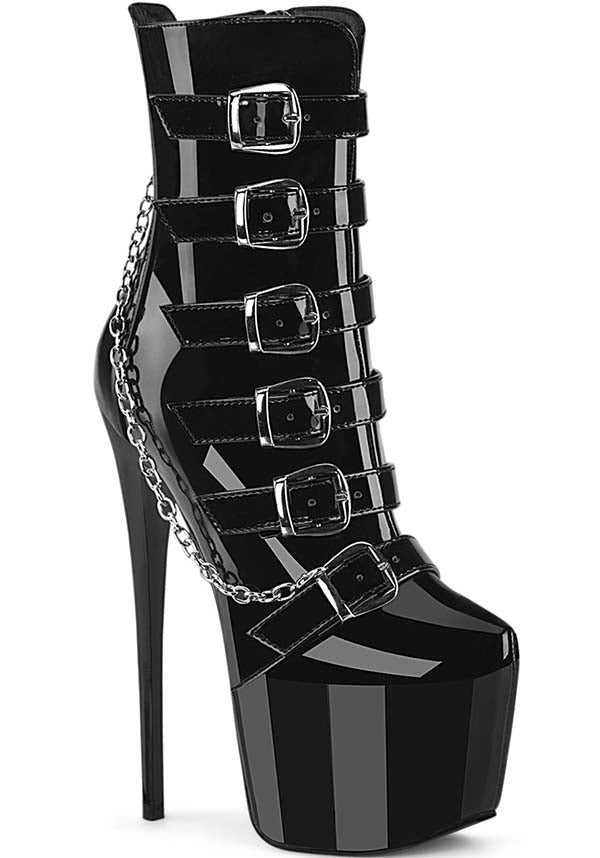 JUBILANT-1015 Black Patent Ankle Boots - Preorder Now