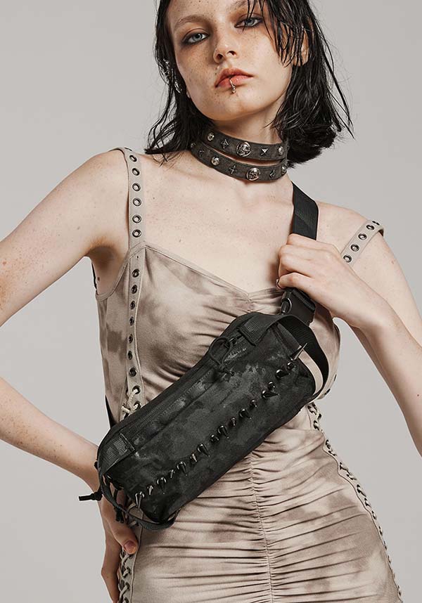 Punk Rave Maeve Durable Nylon Techwear Gothic-Inspired Sling Bag