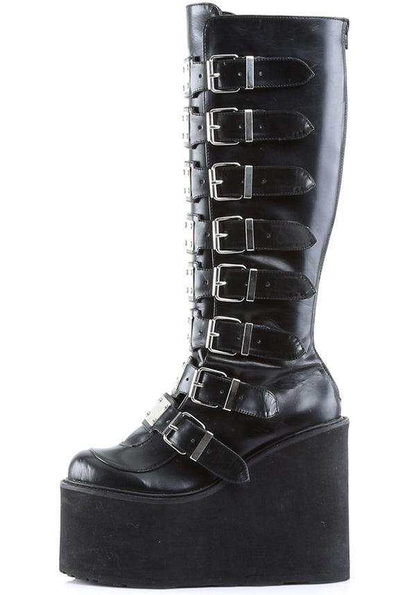 Black SWING-815 Platform Goth Punk Pre-order Knee Boots
