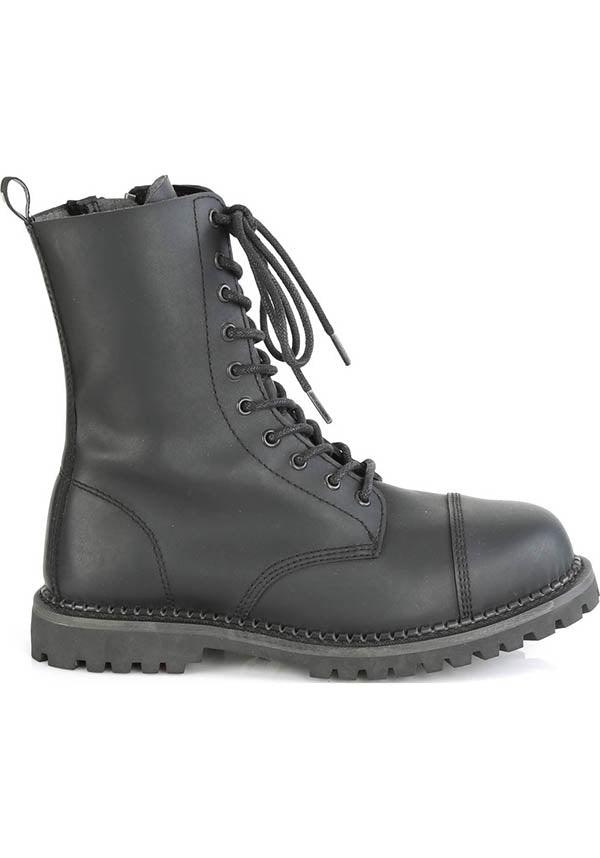 Demonia RIOT-10 Black Lace-Up Ankle Boots - Pre-Order Available