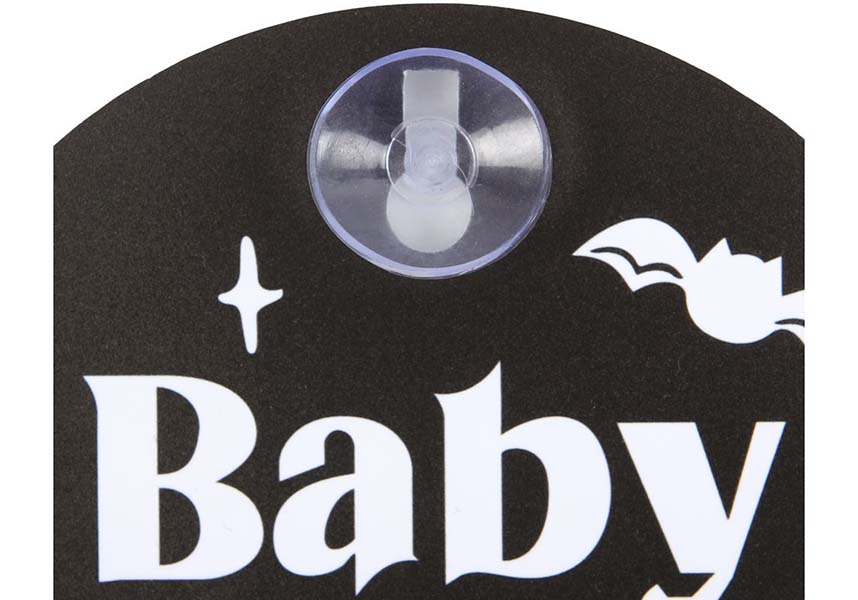 Gothic Baby Bat Window Sign for Safe Driving Promotion