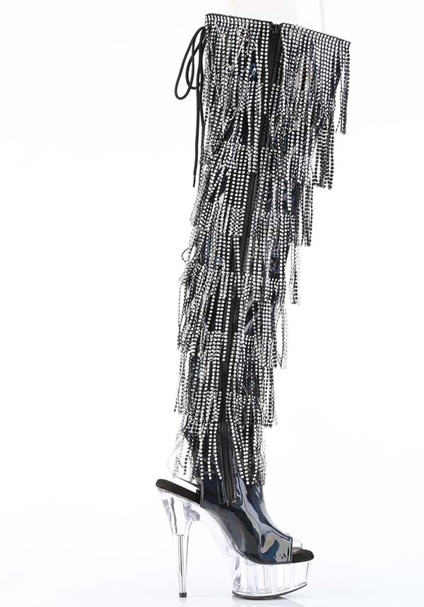 PREORDER: DELIGHT-3017HG-RSF Black Hologram Platform Heels