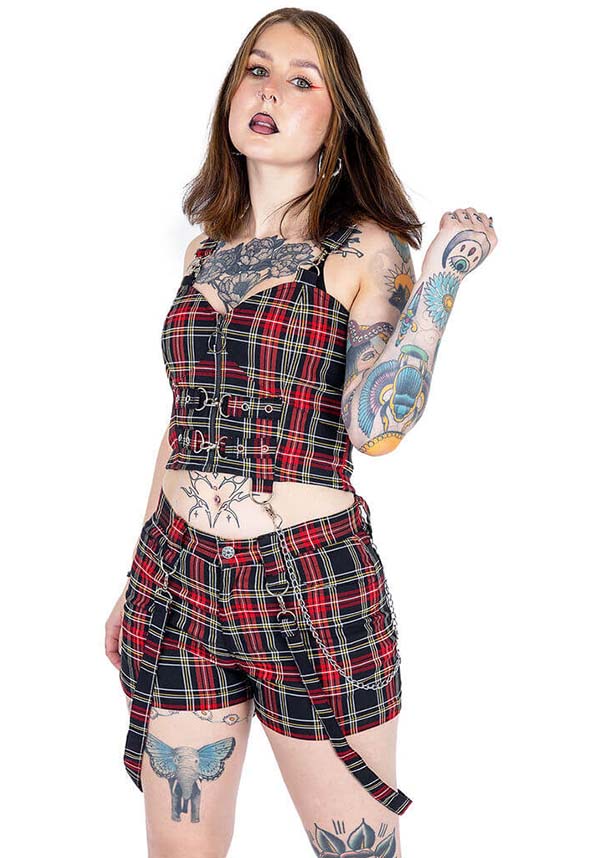 Poizen Industries Khloe Black Check Shorts for a Rebellious Summer