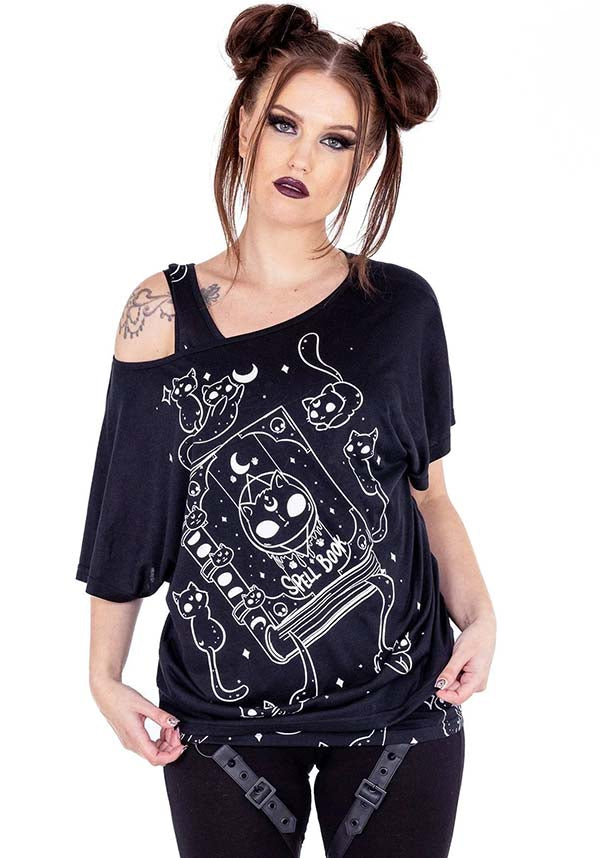 Enchanting Kitty Spellbook Fashion Top for Alternative Style Lovers