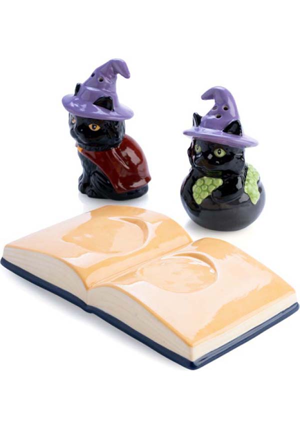 Enchanting Black Cat - Themed Salt & Pepper Shaker Set