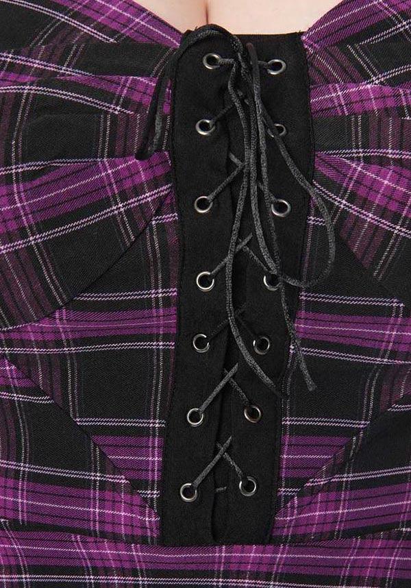 Purple Plaid Flare Style Women's Dress