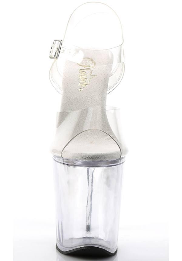 PREORDER - XTREME-808 Clear Platform Heel Ankle Strap Sandals