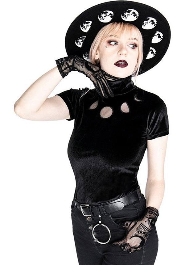 Gothic Moon Phases Design Black Women's Top