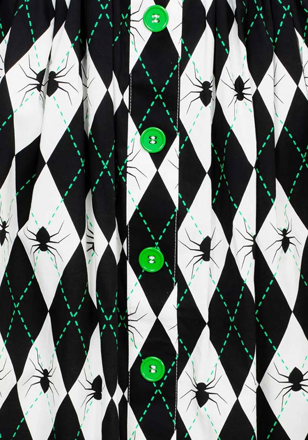 Hell Bunny Regina Gothic and Retro-Inspired Checkered Skirt in Black and White