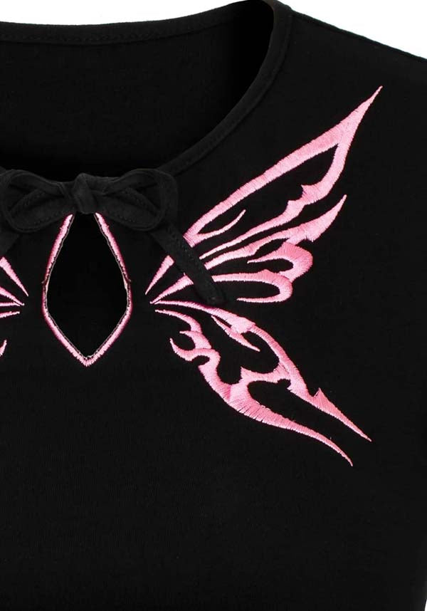 Hell Bunny Kocho Black Jersey Crop Top - A Stunning Blend of Edgy and Elegant Style