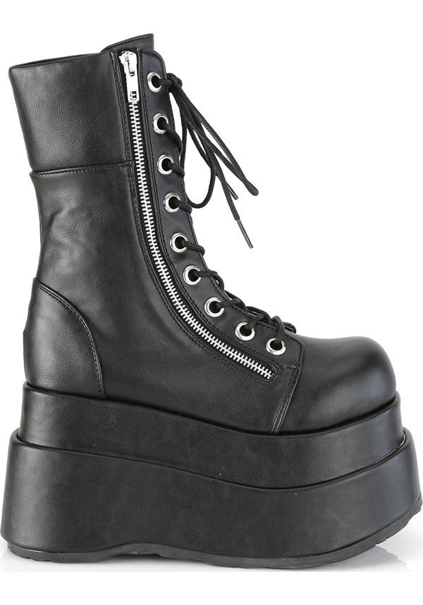 BEAR-265 Black Matte Tiered Platform Lace-Up Mid-Calf Pre-Order Platform Boots