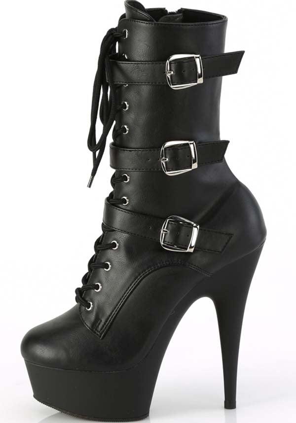 PREORDER: DELIGHT-1043 Black Platform Lace-up Ankle Boots