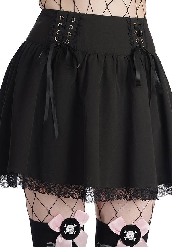 Stylish Black Sakura Corset Lace-Up Skirt for Goth Cuties