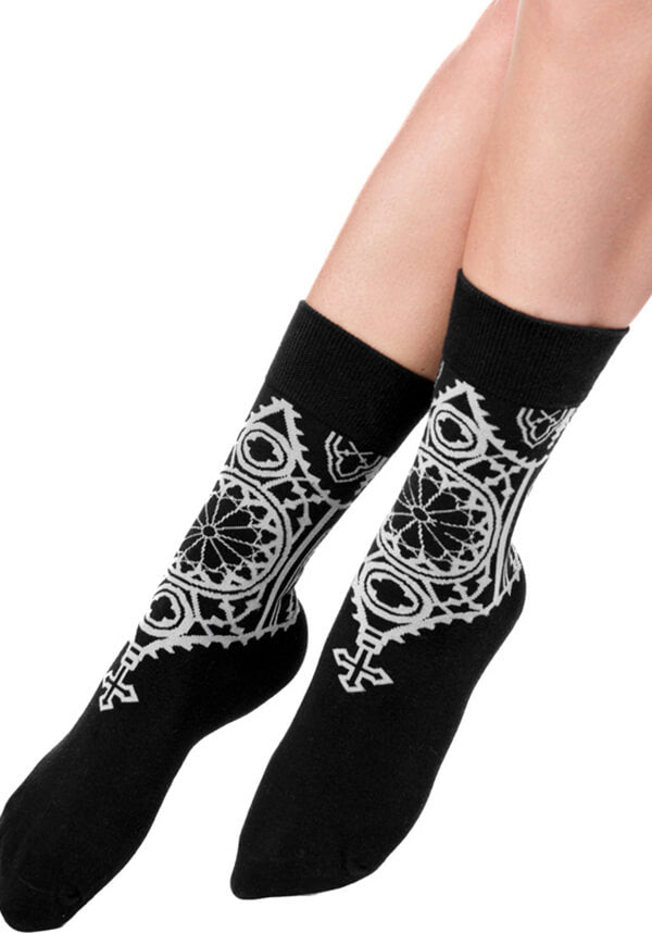 Restyle Gothic Jacquard Sacrum Socks - A Perfect Blend of Style and Darkness