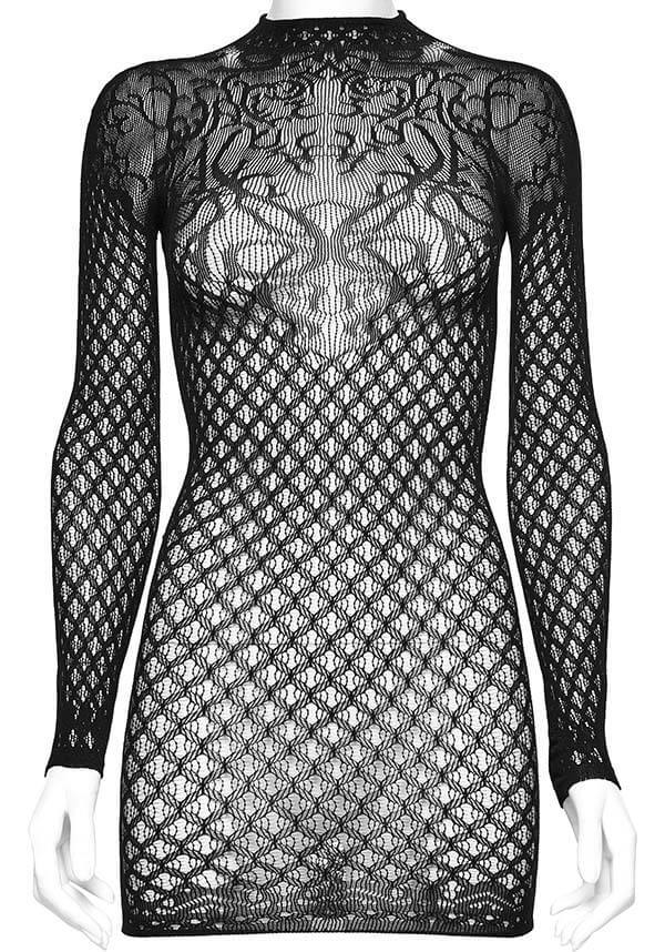 Punk Rave Super Elastic Thorn Mesh Cutout Mini Dress
