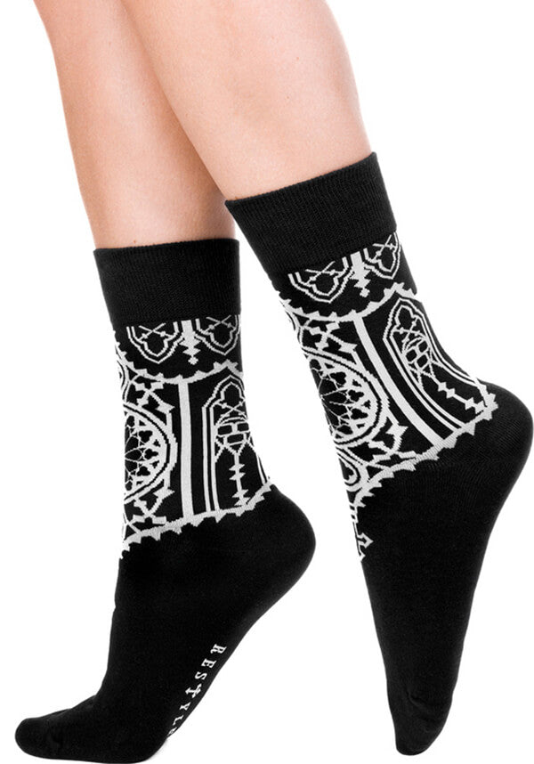 Restyle Gothic Jacquard Sacrum Socks - A Perfect Blend of Style and Darkness