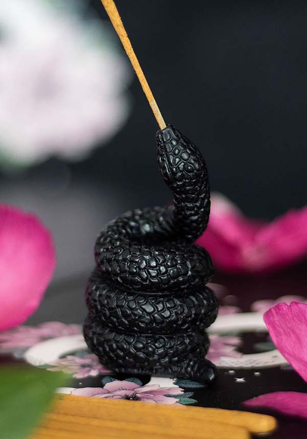 Elegant Black Resin Snake Incense Stick Holder for Gothic Decor