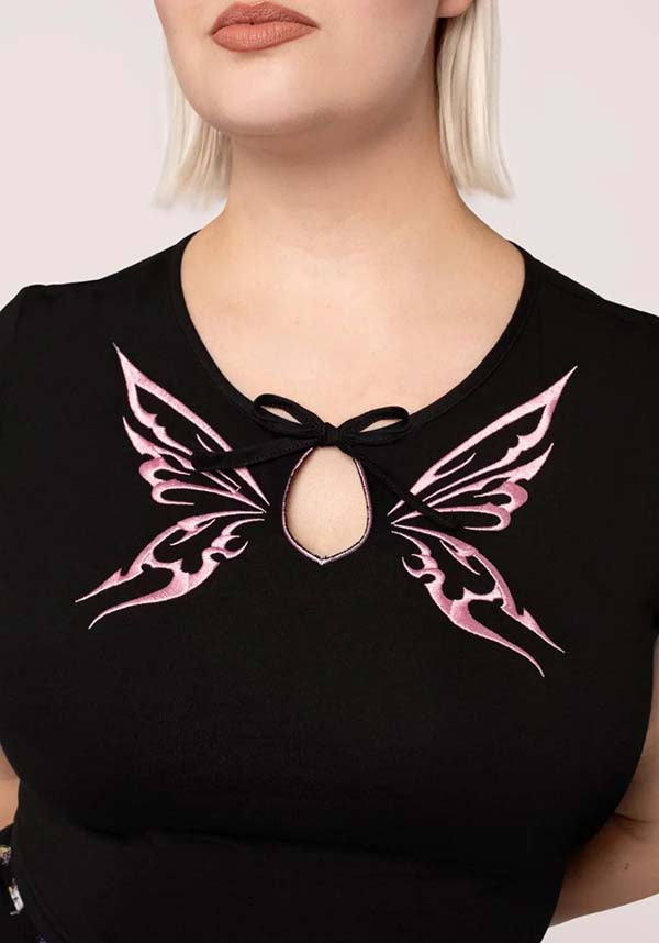 Hell Bunny Kocho Black Jersey Crop Top - A Stunning Blend of Edgy and Elegant Style