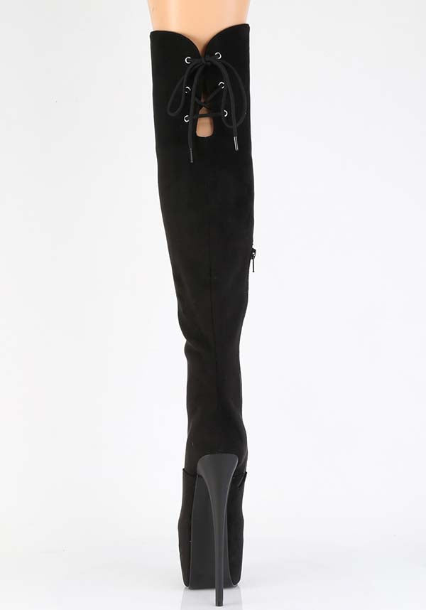 JUBILANT-3012FS Black Faux Leather Over-The-Knee Platform Boots - Preorder Now