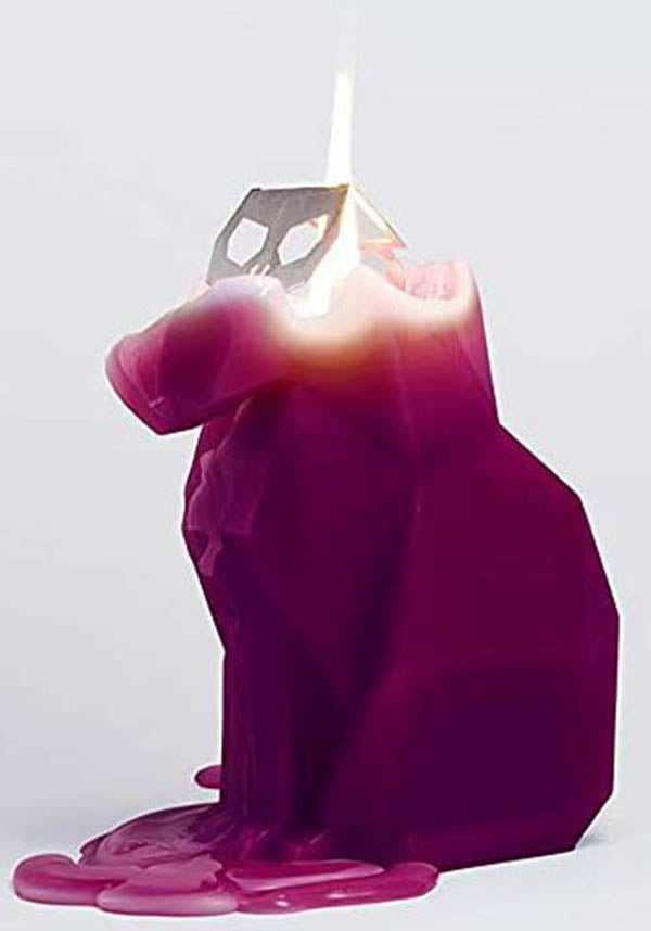 Kisa Burgundy - Handmade Artistic Cat - Shaped Scentless Candle for Home Decor or Thoughtful Gift