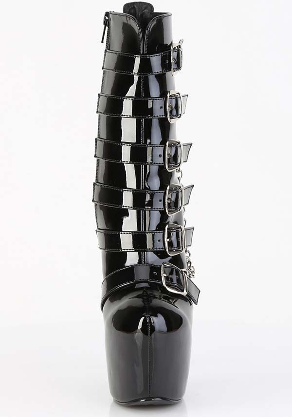 JUBILANT-1015 Black Patent Ankle Boots - Preorder Now