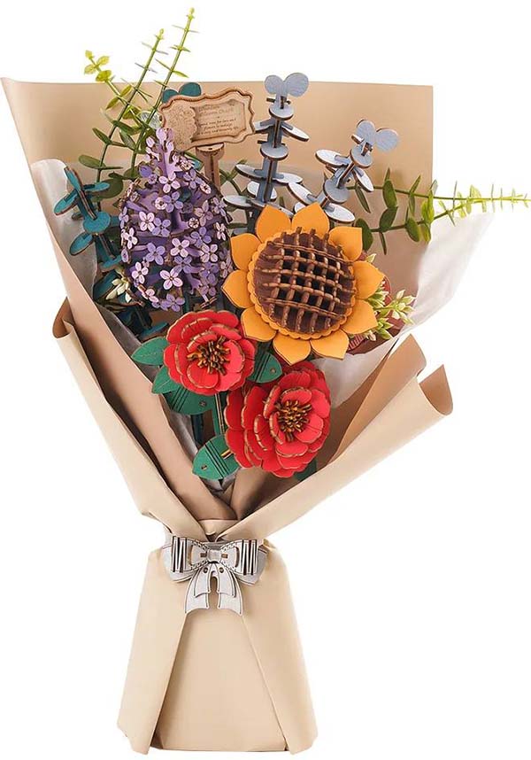 Rolife Preservable 3D Wooden Flower Bouquet Puzzle for Home Decoration