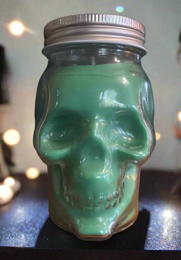 Skull Jar Demeter Patchouli Oud Scented 100% Soy Wax Candle