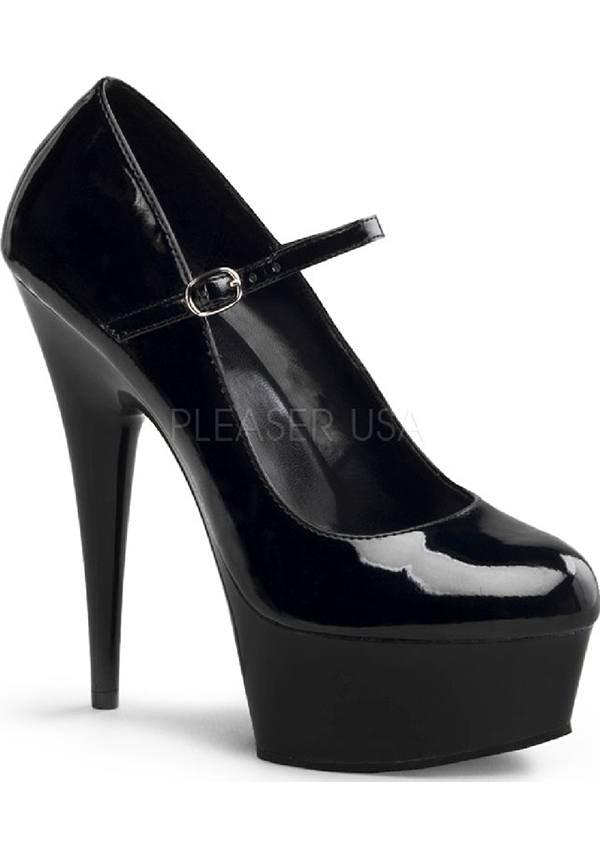 PREORDER! DELIGHT-687 Patent Black Platform Heels