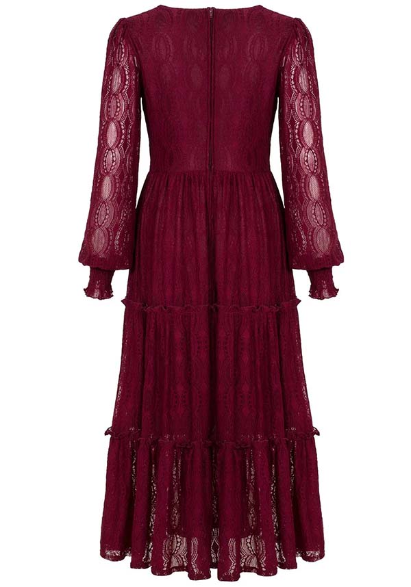 Hell Bunny's Enchanting Burgundy Lace Rhea Maxi Dress