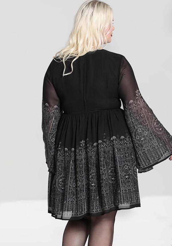 Mysterious Black Secret Gate Chiffon Dress for a Dramatic Look