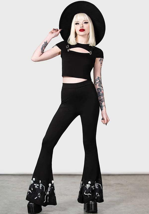 La Danse Flared Cotton Pants with Skeleton Print