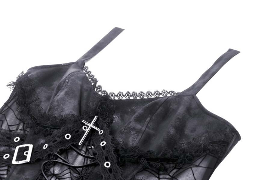 Edgy Punk Style Spider Mesh Women's Dress